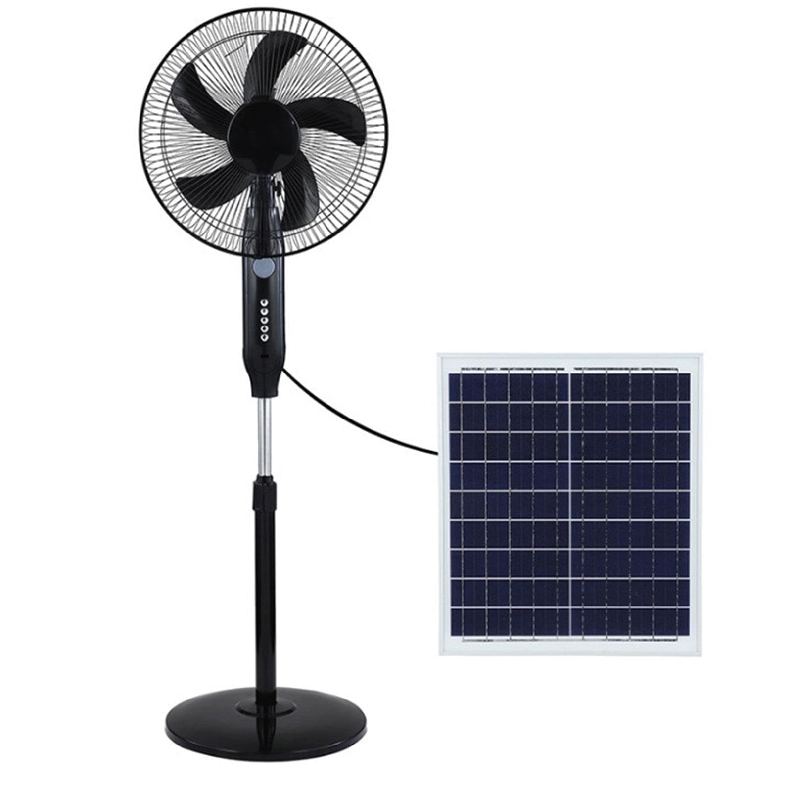 asdchZen Portable Solar Panel Fan, Rechargeable Floor Fan With 3 Speed Settings And Oscillation For Indoor And Outdoor Use,Black-A