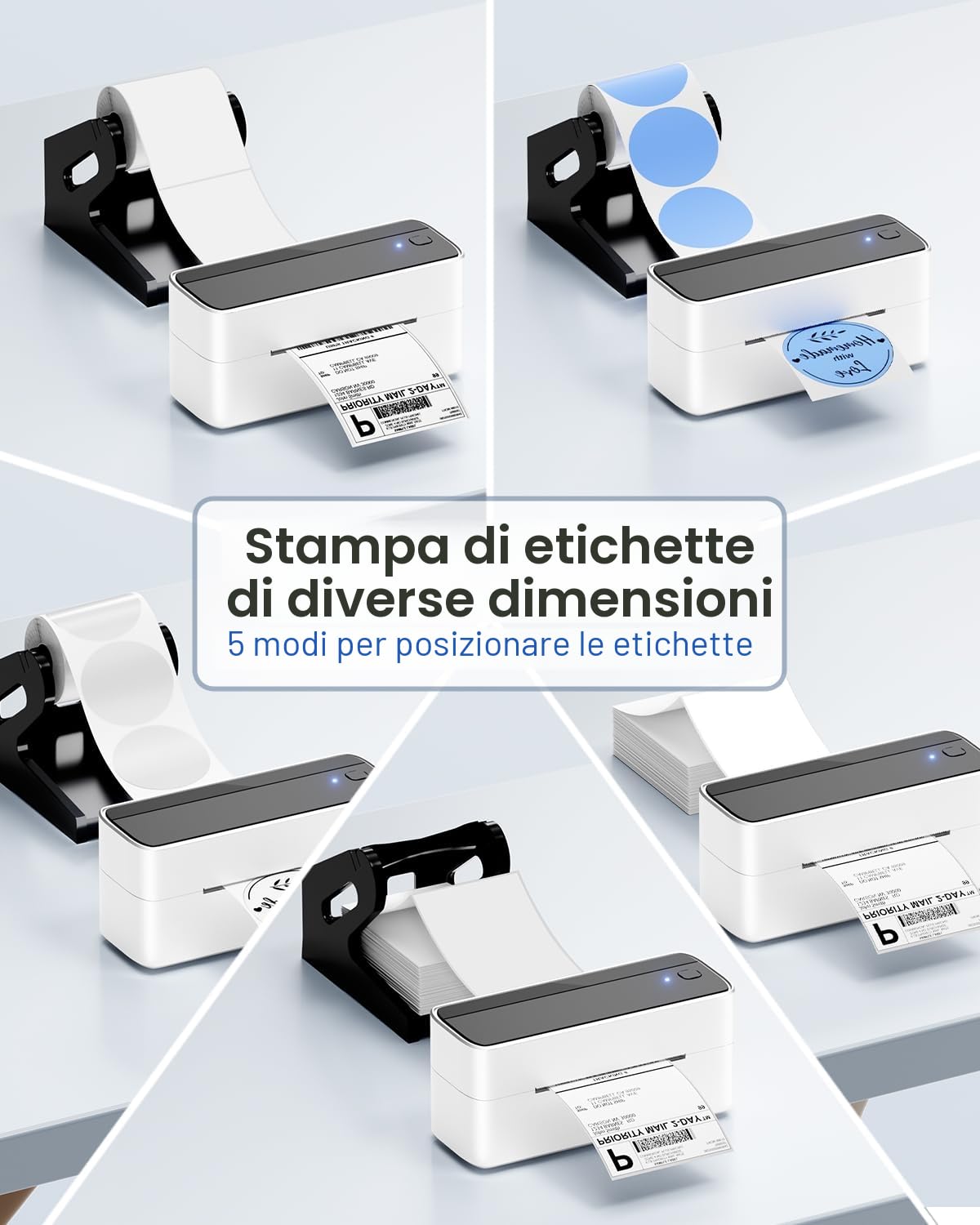 Phomemo PM241BT Stampante Termica, Stampante Etichette Adesive Bluetooth 4x6 (10x15cm), Stampante Etichette Spedizione Compatibile con Amazon, eBay, Shopify, DHL, UPS, Supporta PC/Mac/Smartphone