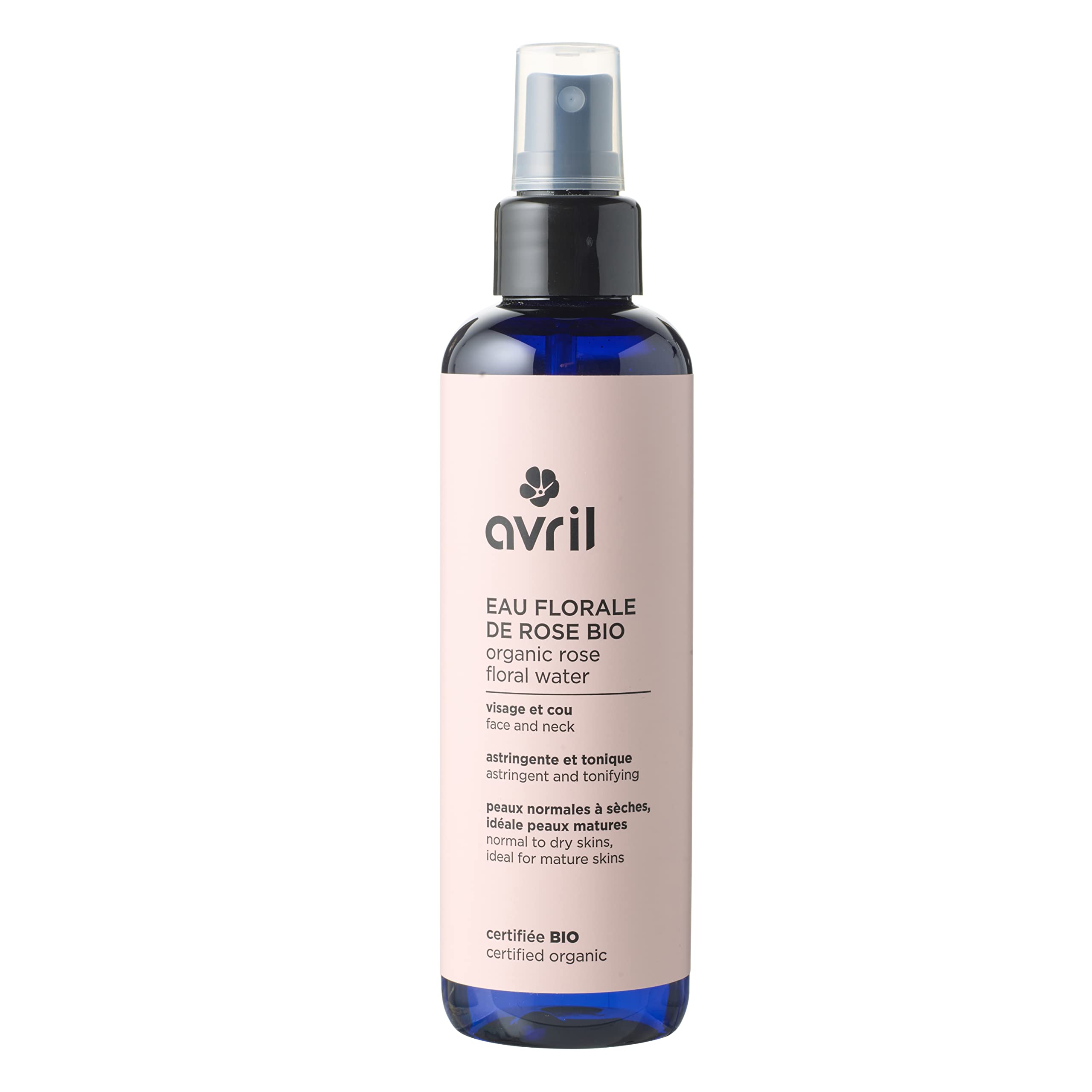 Avril - Eau Florale de Rose Bio - Visage et Cou - 100% d'Origine Naturelle - Produit Vegan, Certifié Bio Cosmos Organic - Fabriqué en France - 200ml