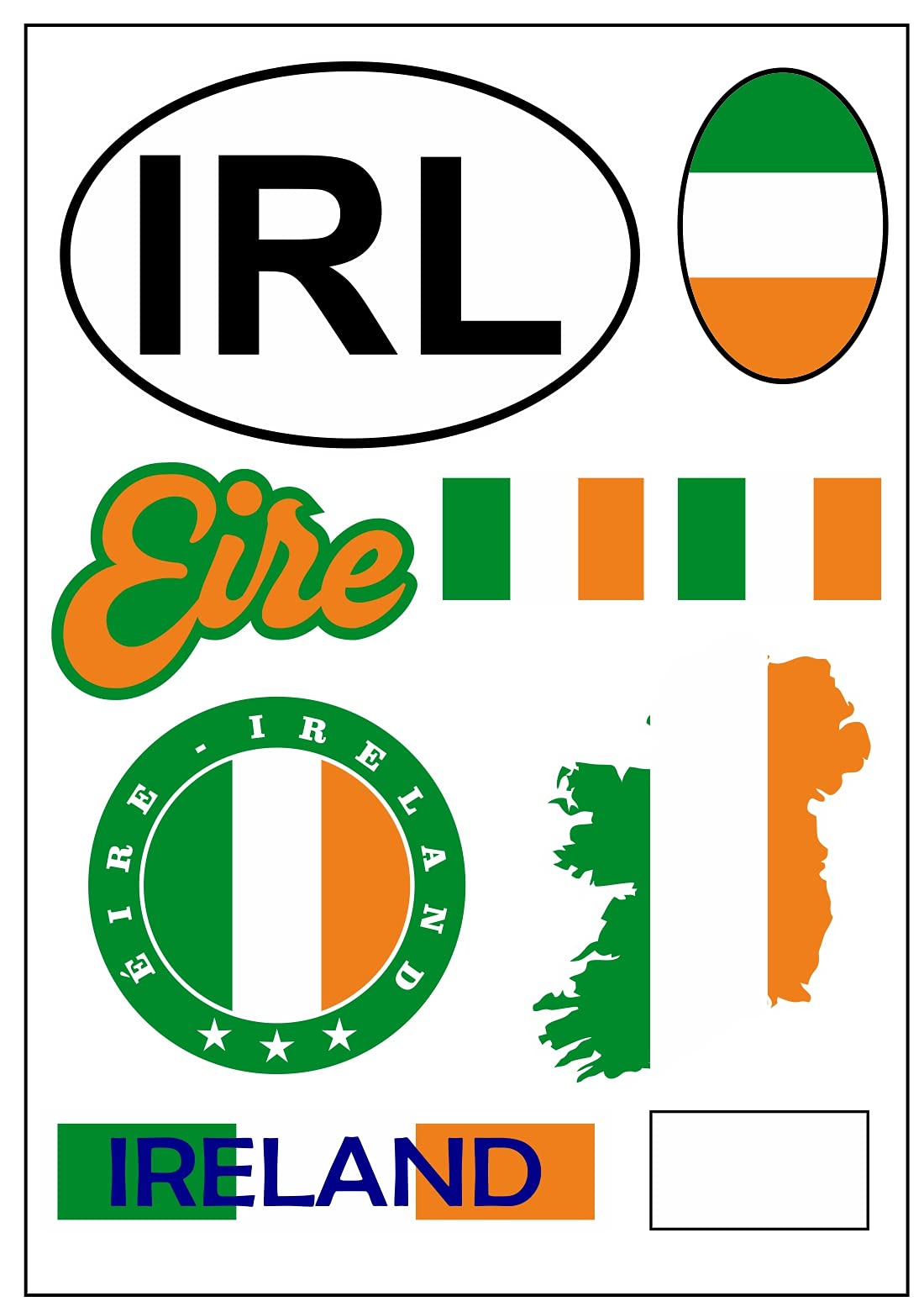 Daged Multi-Coloured Ireland Sticker Card Sticker Sheet – Car Motorcycle Biker Flag Decoration Ak