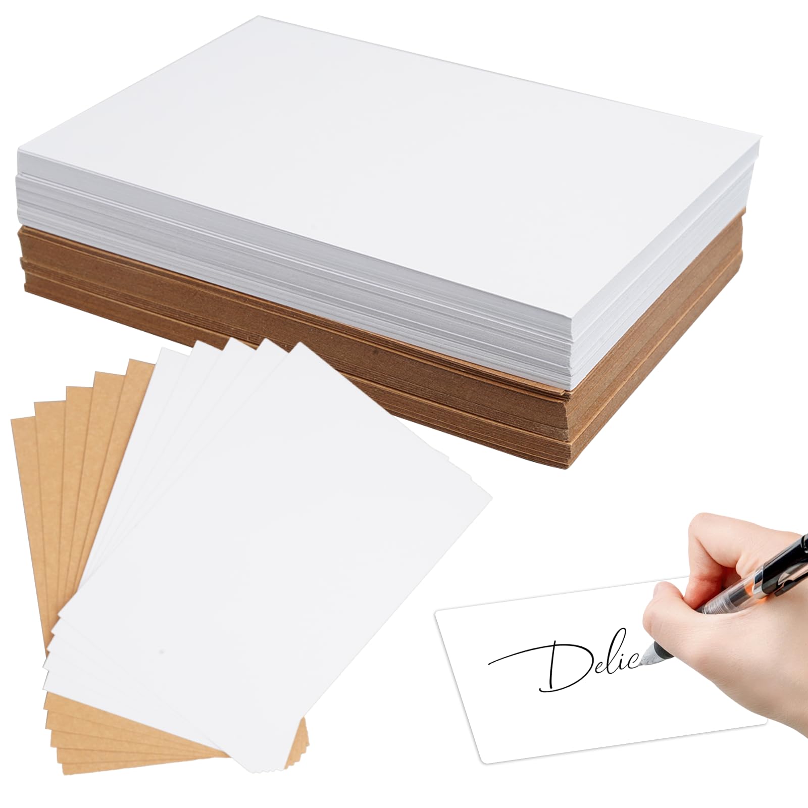 120 sztuk kartek z papieru typu kraft, puste kartki pocztowe do samodzielnego ozdobienia 14,5 x 9,5 cm, puste fiszki do samodzielnego wykonania, idealne na zaproszenia ślubne i inne rodzaje zaproszeń
