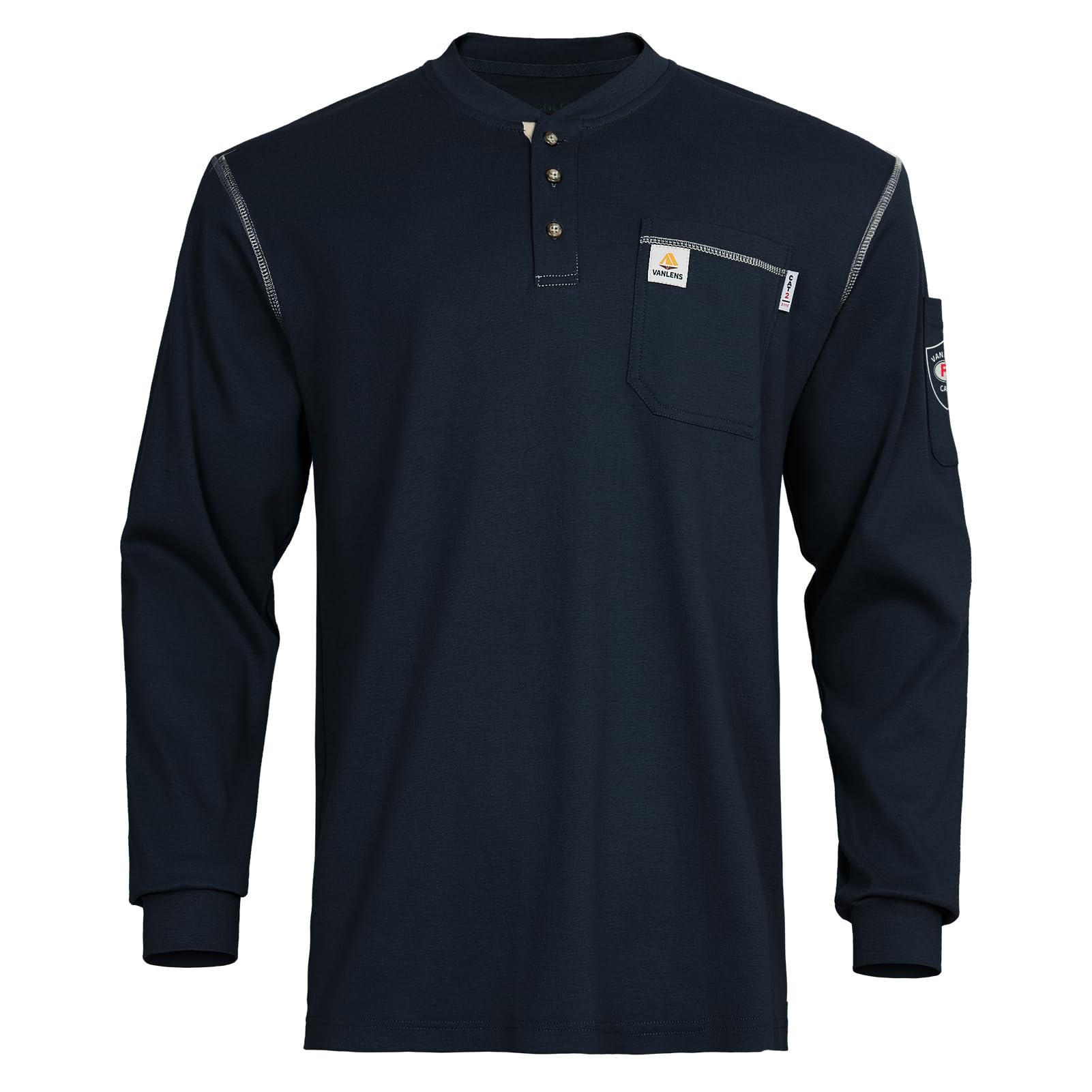 VANLENS FR Shirts for Men Flame Resistant Shirt 5.5oz 100% Cotton Light Weight CAT2 Fire Retardant Henley Shirts