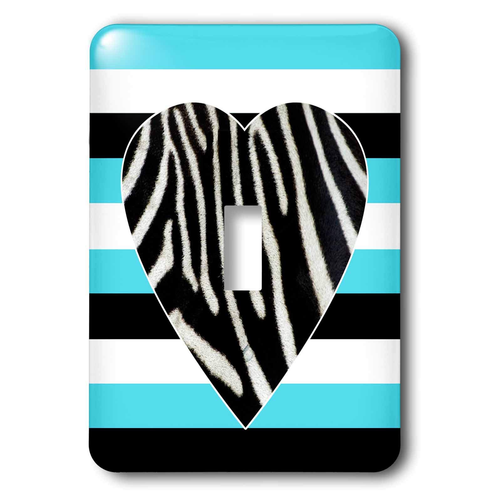 Punk rockabilly zèbre coeur bleu blanc noir déco murale originale 3dRose