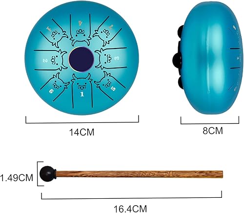 Miniatura 4 de Mini tambor de lengua de acero de 5.5 pulgadas, 8 notas C, tambor de mano de tecla C, tambor de tanque con patrón del zodiaco chino, instrumento de