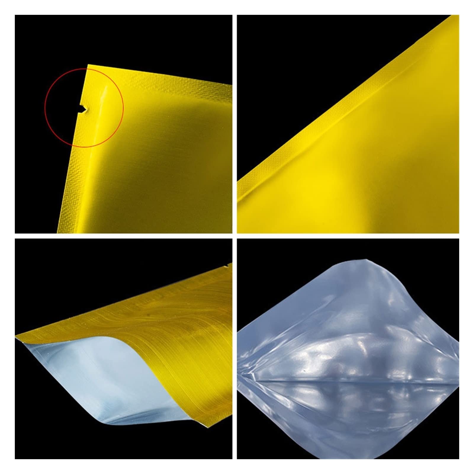 Bolsas for Sellado al vacío de Alimentos, Bolsas Aluminio Mylar Gruesas y Grandes, for almacenar for Hierbas, Especias, Granos café Trigo, Paquete 100, con Parte Superior Abierta(26x40cm)