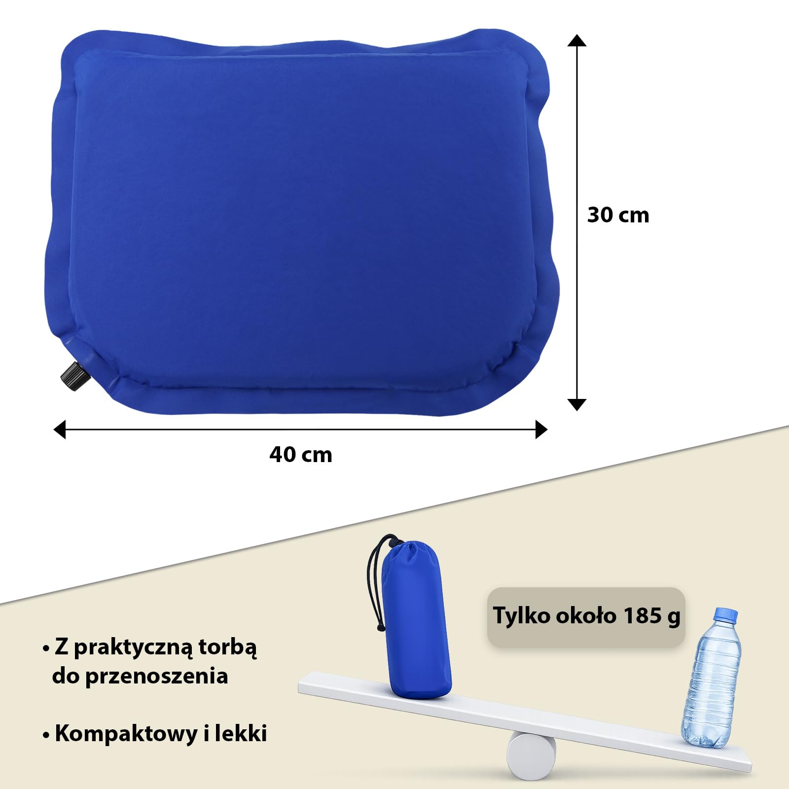 ALPIDEX Poduszka samopompująca siedzisko kempingowe 40 x 30 x 3,8 cm podkładka na krzesło stadionowa outdoor poduszka termiczna mata do siedzenia ultralekka, Kolor:Niebieski
