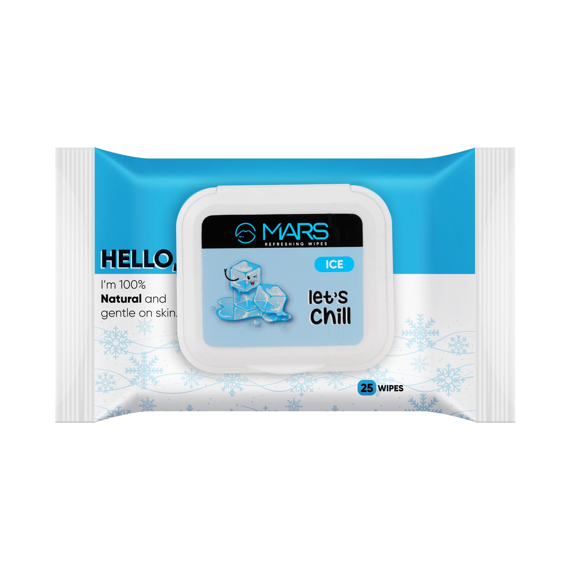 MARS Refreshing Wet Wipes for Face| Facial Cleansing | Refreshing & Skin Hydration| Soothing for skin | pH Balance & Alcohol Free | Nourishing with Fruit extract | 25 Wipes | Ice