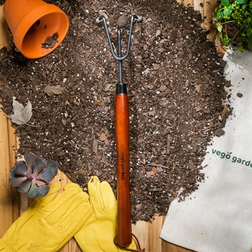 Vego Garden Bed Cultivador con Mango Largo y Púas de Acero miniatura 1