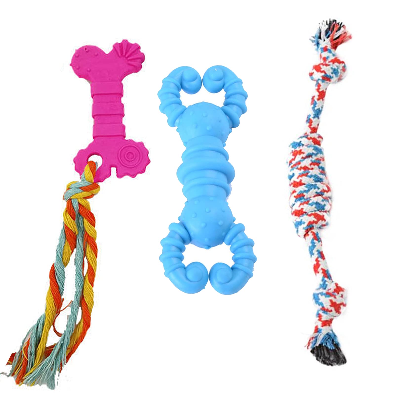 emily pets Dog Toy Combo of 3pcs Rubber Durable Rubber Bon Toy Dog Rope Toy Dog Chew Toy Rope with TPR Bon Dog Toy Chihuahua Teddy Bulldog Puppy Pet Toy (Color May Vary) (B0B97H1JQV) Amazon Price History, Amazon Price Tracker