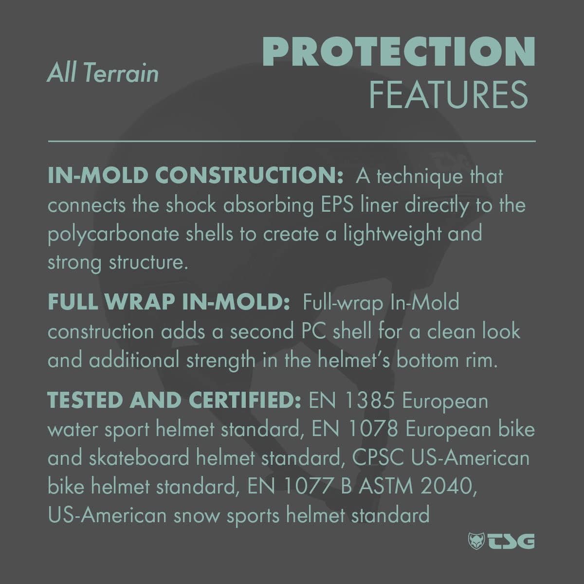 TSG All Terrain Helmet, Multi Sports, All Season, Full Wrap, in Mold Construction, EPS Lining, Cycling, Skating, Winter Sports, Skiing, One Wheeling, Longboarding, Skateboarding, Downhill, MTB