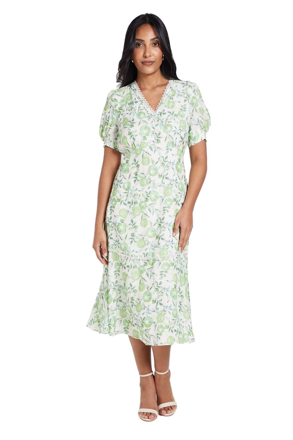 Wallis Petite Floral Button Midi Tea Dress, 18, Ivory
