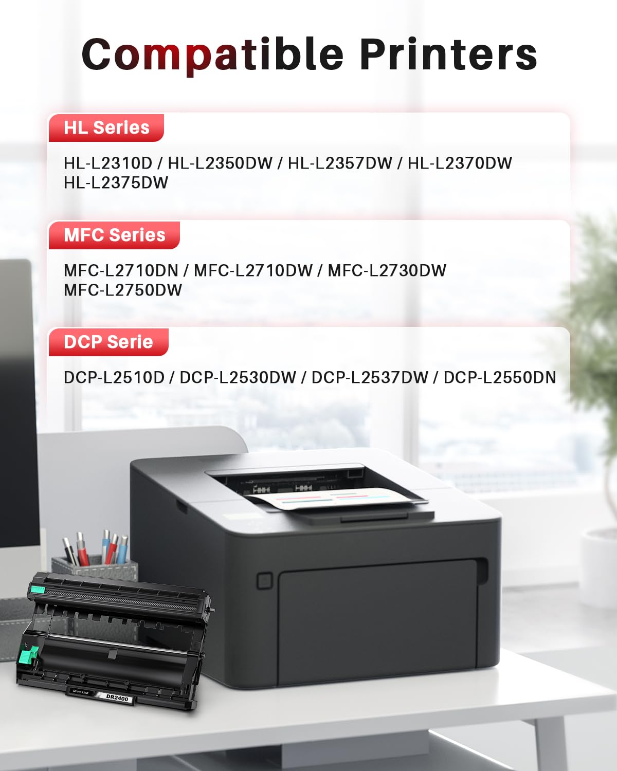 TN2420 Toner et DR2400 Tambour remplace Brother TN2420 TN2410 & DR2400 pour Brother HL-L2350DW HL-L2370DN HL-L2375DW HL-L2310D MFC-L2710DW (TN2420+DR2400)