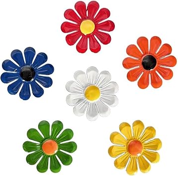 QGH Metal Flower Wall Art for Garden Fence   6 Pcs Colorful Hanging Flower Decorations   Durable Iron Garden Decor for Outdoor Patio, Porch, Backyard, Living Room