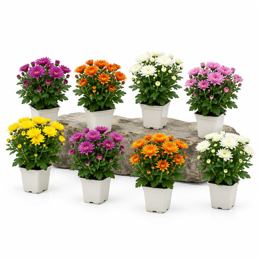 Pack de 8 Plantas de Planta Crisantemo Altura 30-35 cm DECOALIVE