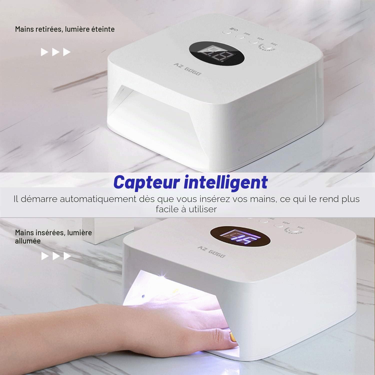 AZ GOGO Lampe UV/LED sans fil pour ongles - Rechargeable, multi-usages - pour vernis gel - pour la maison et le salon