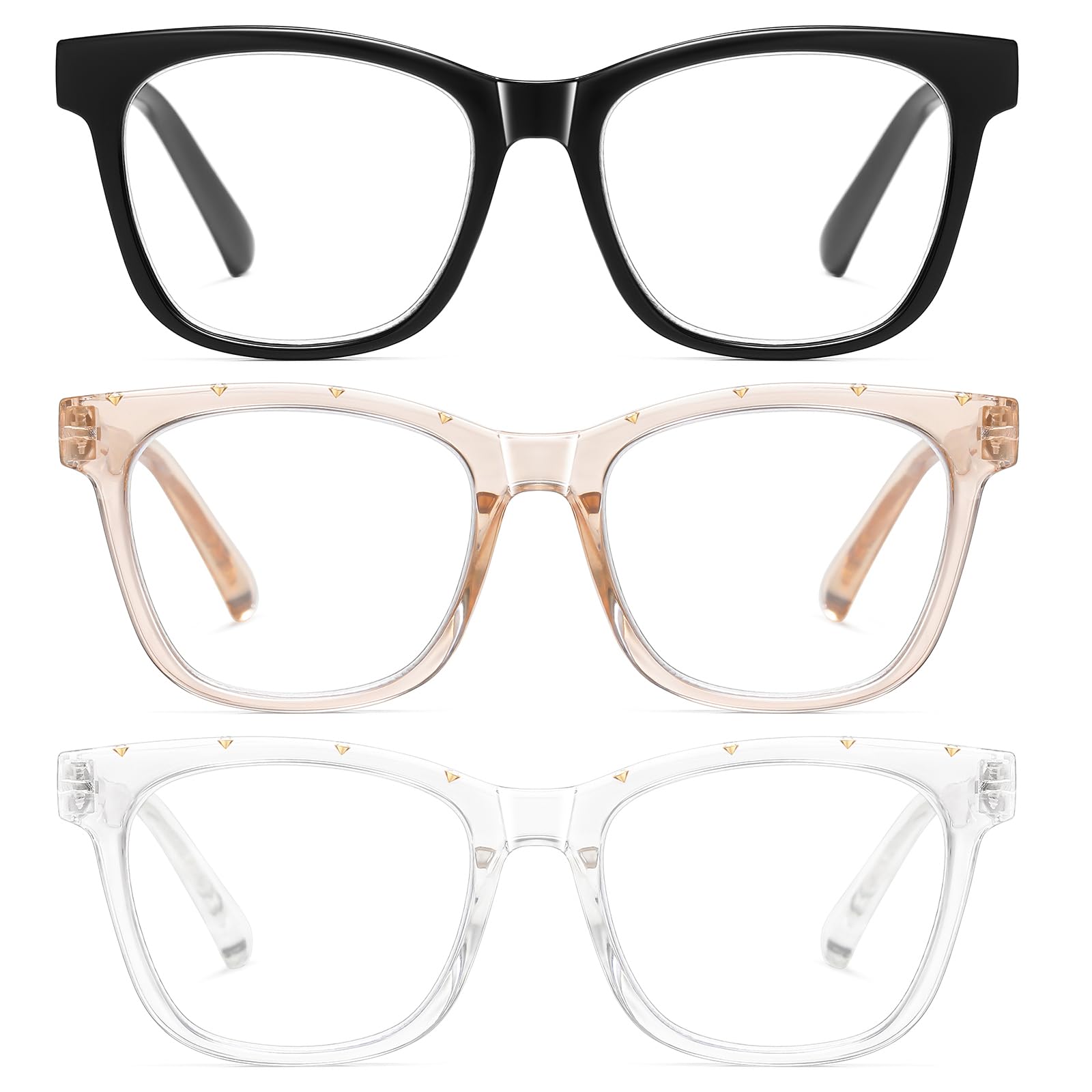 AABV Stylish Diamond Reading Glasses with Blue Light Blocking,Spring Hinges Cheaters Eyeglasses for Readers Women Men