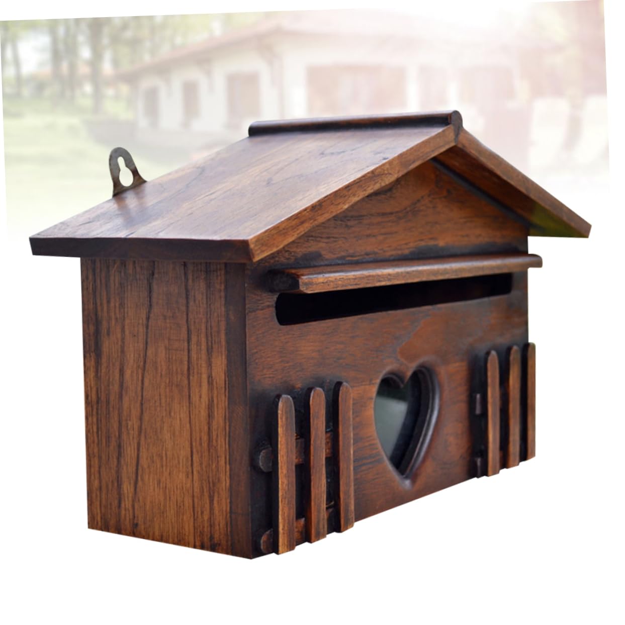 Holzbriefkasten in Hausform für Außen, Regendicht, 1 Stück
