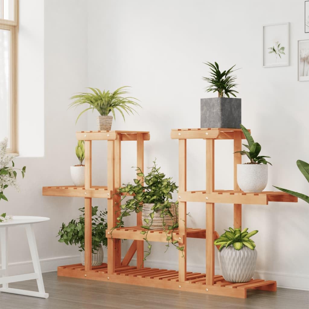 Supporto per fiori, 110 x 25 x 73 cm, in legno massello di abete | Design simmetrico, robusto legno di abete, per soggiorno, balcone, terrazza, supporto da parete incluso