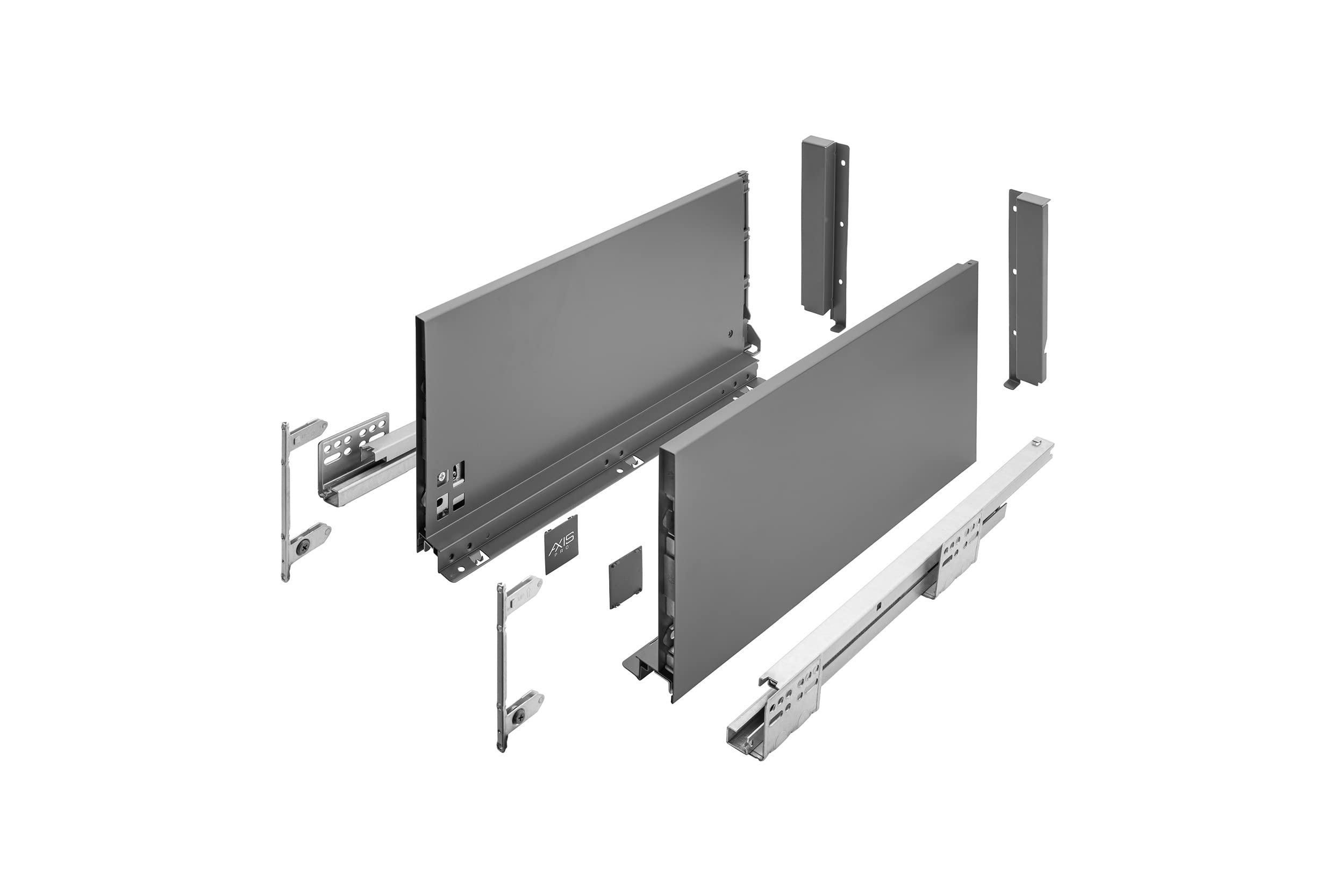 (199Mm - Extra Large, 55Cm) Ultraslim Axis Pro Soft Close Anthracite Kitchen Drawer Box Sides Drawer Runners 5902801223570