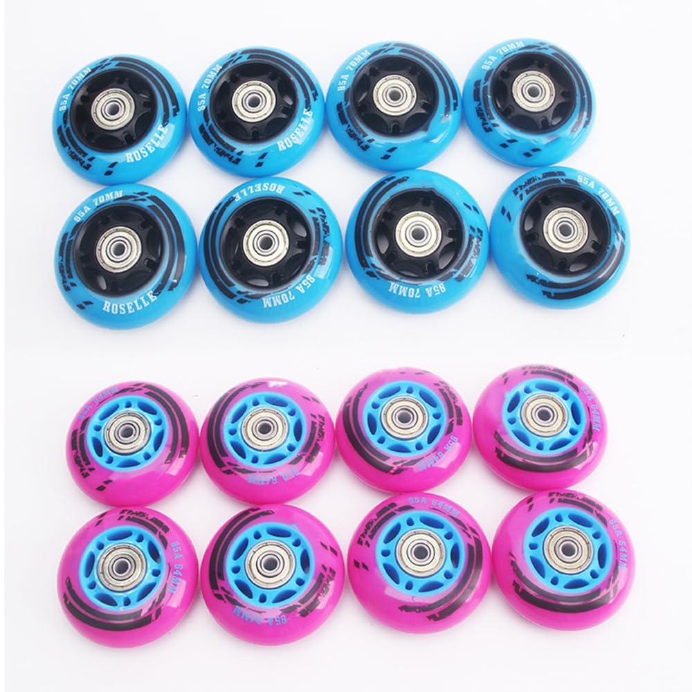 8er-Pack Inline-Skate-Rollen Für Drinnen Und Draußen, Für Kinder, 85a Inline-ersatzrollen Mit ABEC-9 Kugellagern Und Distanzstücken Pink 68mm