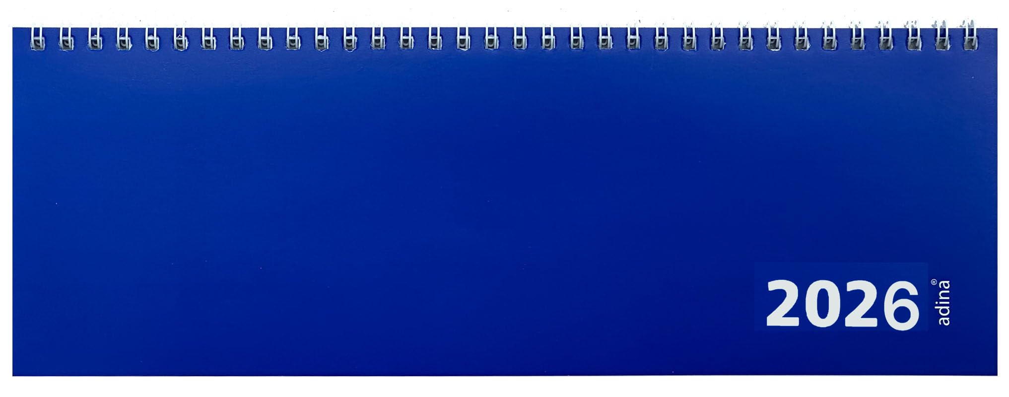 Adina 2026 Tischquerkalender 1 Woche auf 2 Seiten Kartondeckel Schreibtischkalender Tischkalender 30x10cm Dunkelblau