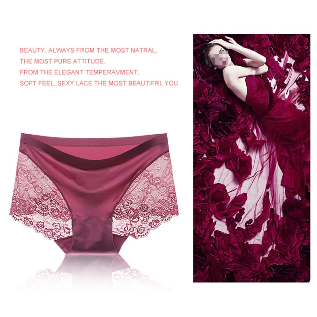 Femme Slips Sexy Sheer Floral Underpants sous- vêtements en Coton Extensible Femmes String Panty Dentelle Culottes, Lot De 3 (Color : A, Size : XXL)