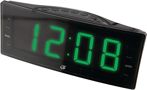 GPX, Inc. C353B - Radio reloj AMFM con doble alarma y pantalla LED (negro)