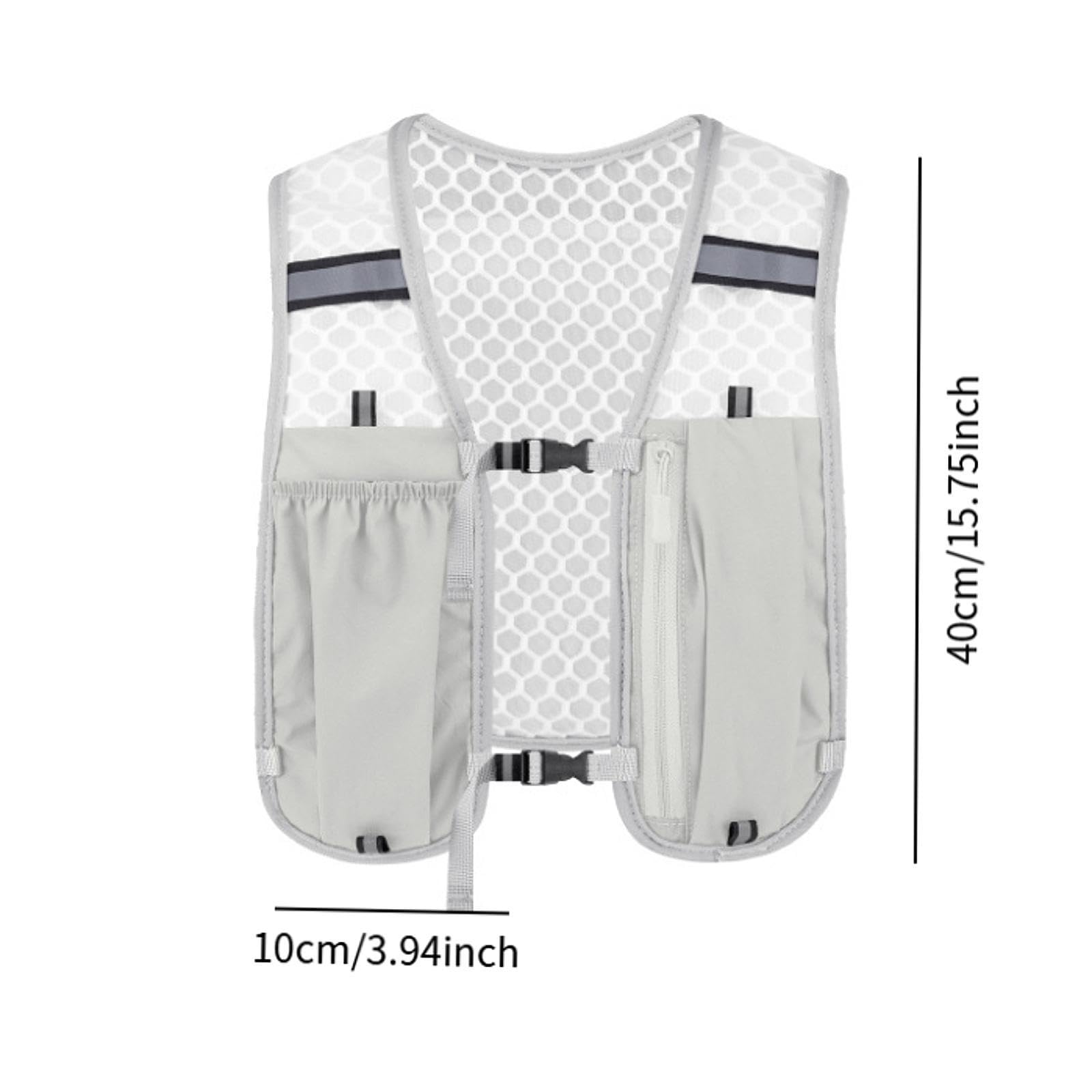 Vaveren Running Hydration Vest Breathable Adjustable Runner Rucksack Water Pack Lightweight for Camping Biking Jogging Mountaineering, Grey