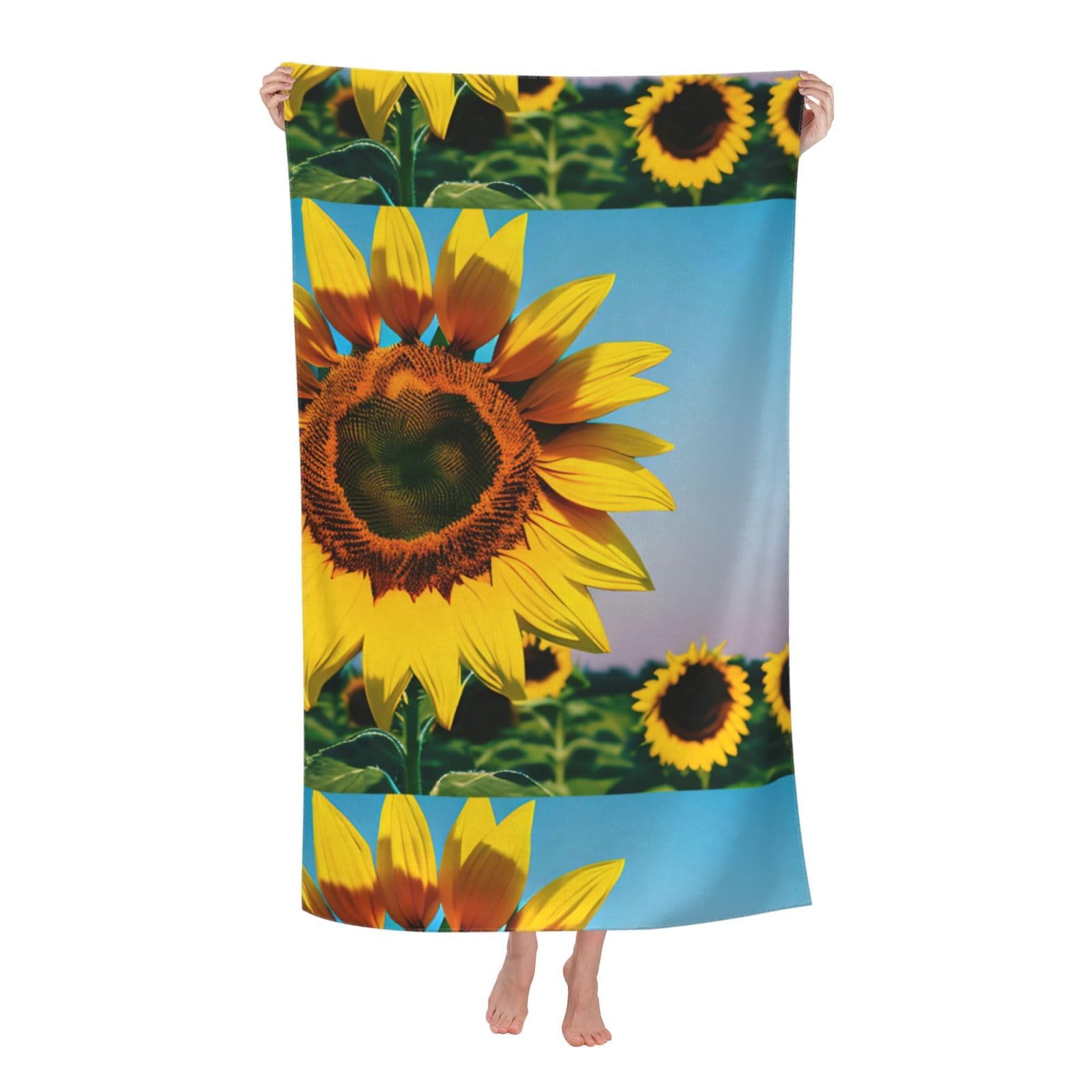 Sunflowers Flowers Print Adult Beach Towels,Beach & Pool Towel,Beach Towels,Towels For Camping