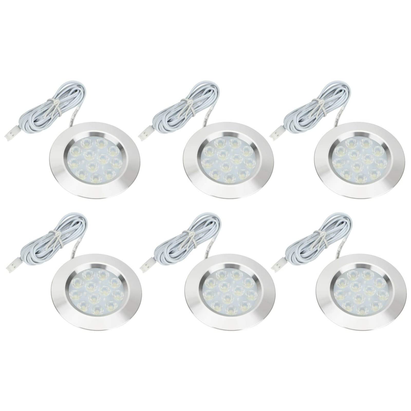 6PCS Interior Spot Light 12V 3W Recessed Ceiling Downlight for Camper Van Caravan Motorhome Boat Cool White