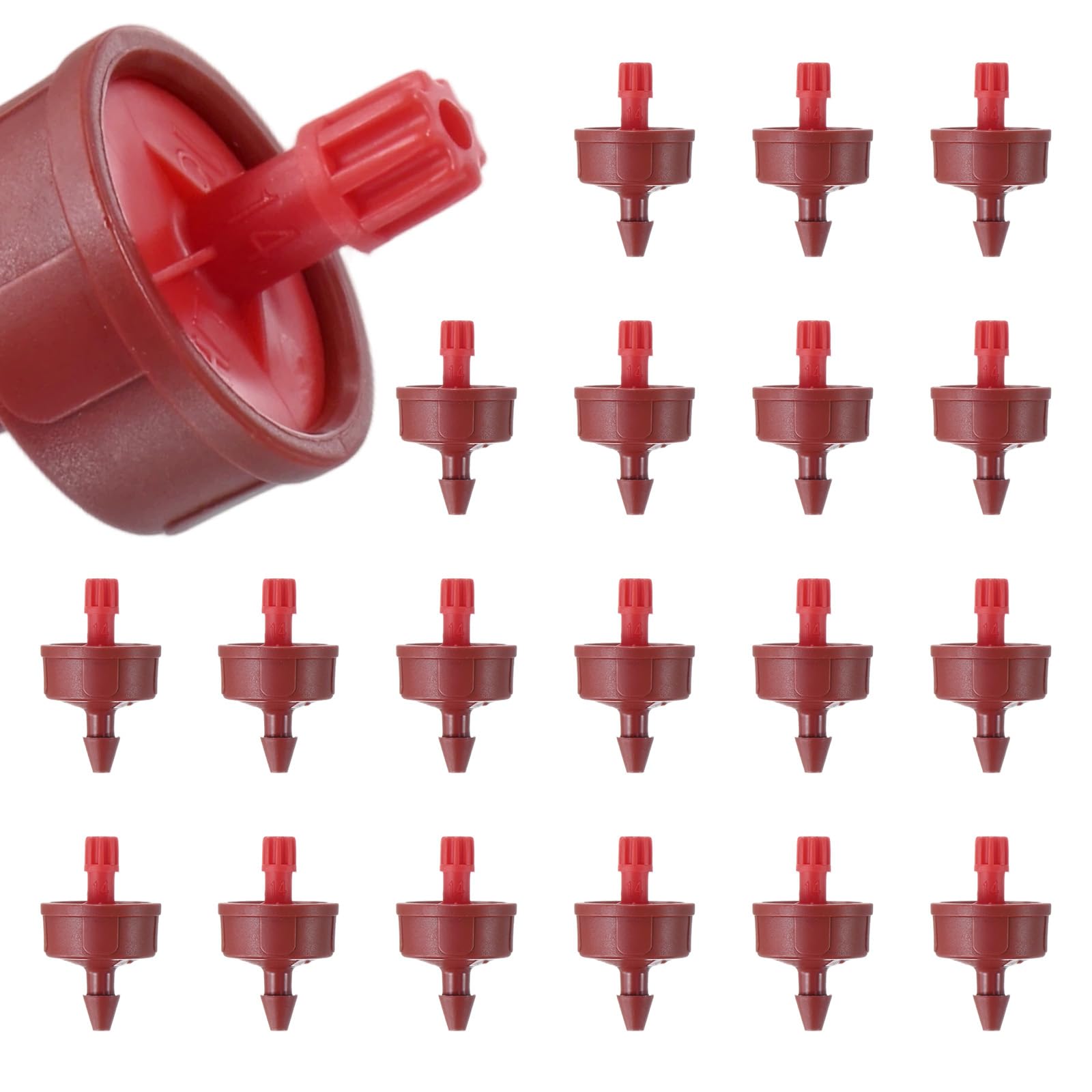 M METERXITY 100-Pack 4.23GPH Pressure Compensating Drippers, Red+Light Red