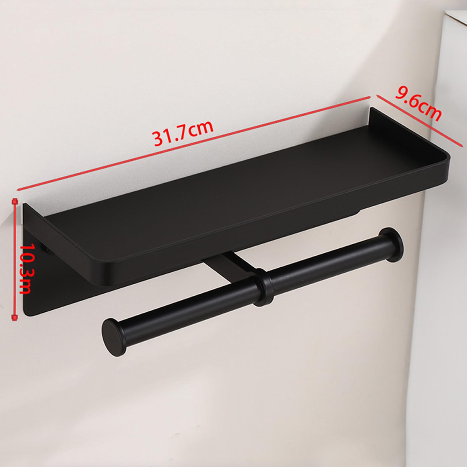 Portarrollos Baño De Aluminio Espacial, Portarrollos Papel Higienico Negro con Soportes Dobles, Porta Rollos De Papel Higienico, Portarollos Papel Higienico, Instalación De Perforación
