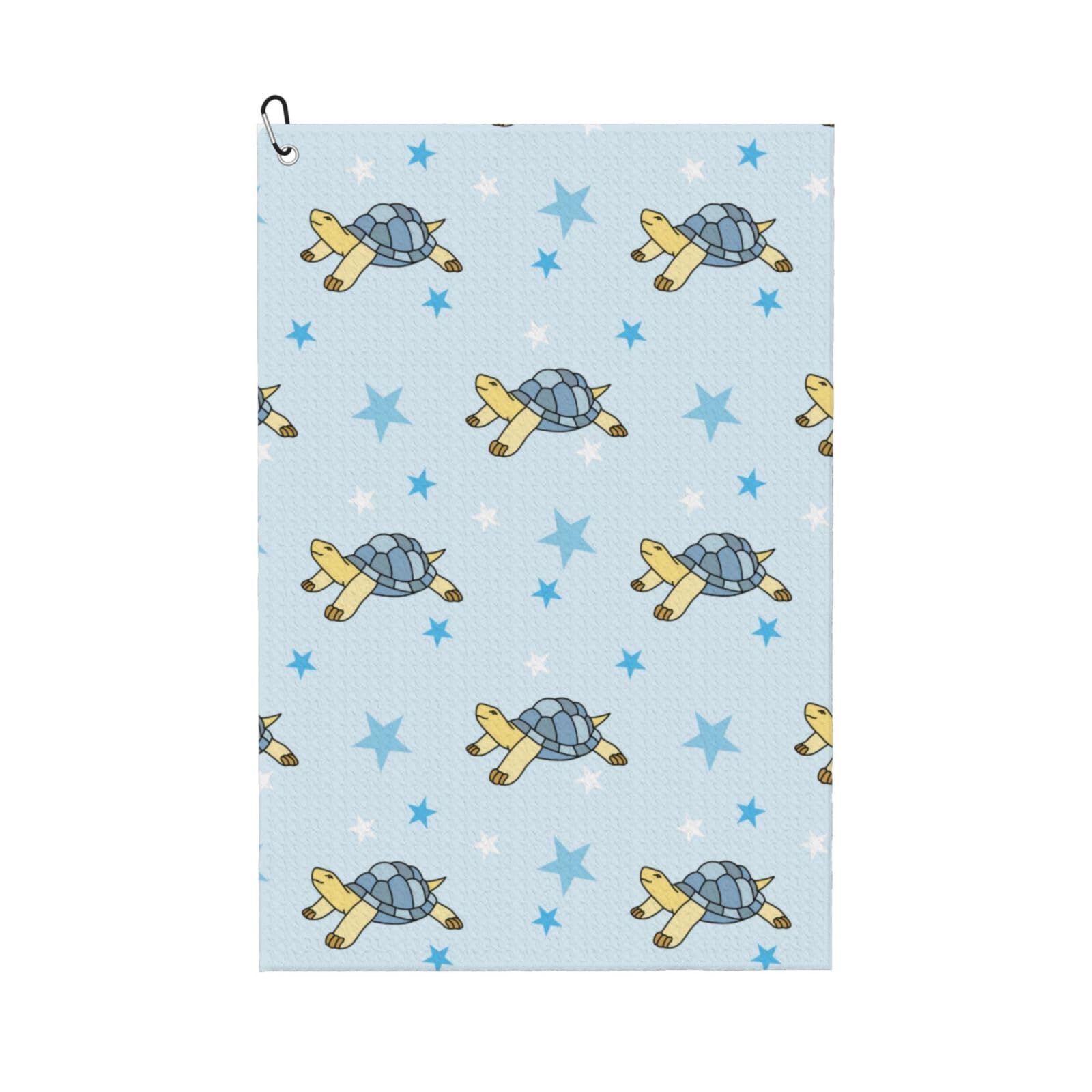 AOOEDM Cartoon Turtle Print Golf Towel with Carabiner Clip Absorbent Microfiber Golf Towel for Cleaning Golf Ball Club Putter Iron for Golf Bag Trolly Belt Loop 16" X 24"