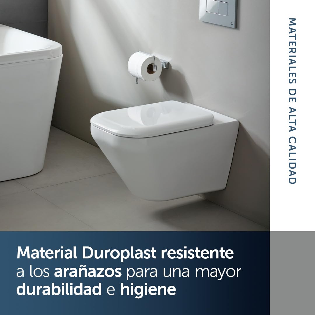 Ideal Standard Tonic II asiento WC envolvente, angular – Blanco (Alpin) | Asiento de inodoro extraíble con cierre suave (Softclose) y bisagras de acero inoxidable robustas, K706501