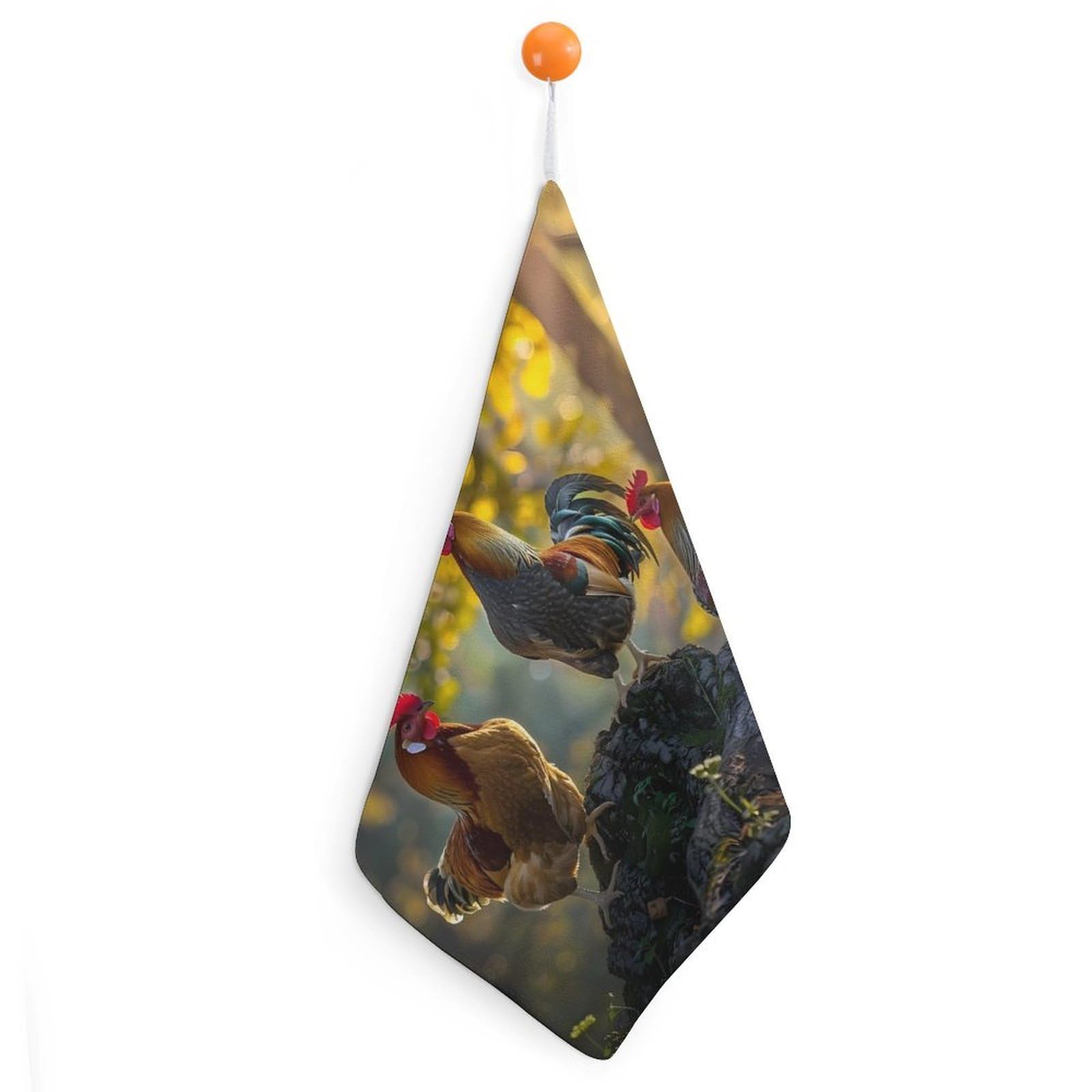 TXFBTRFSA Farm Animal Chicken Rooster Hand Towels with Hanging Loop Kitchen Towel Handkerchiefs Cleaning Cloths