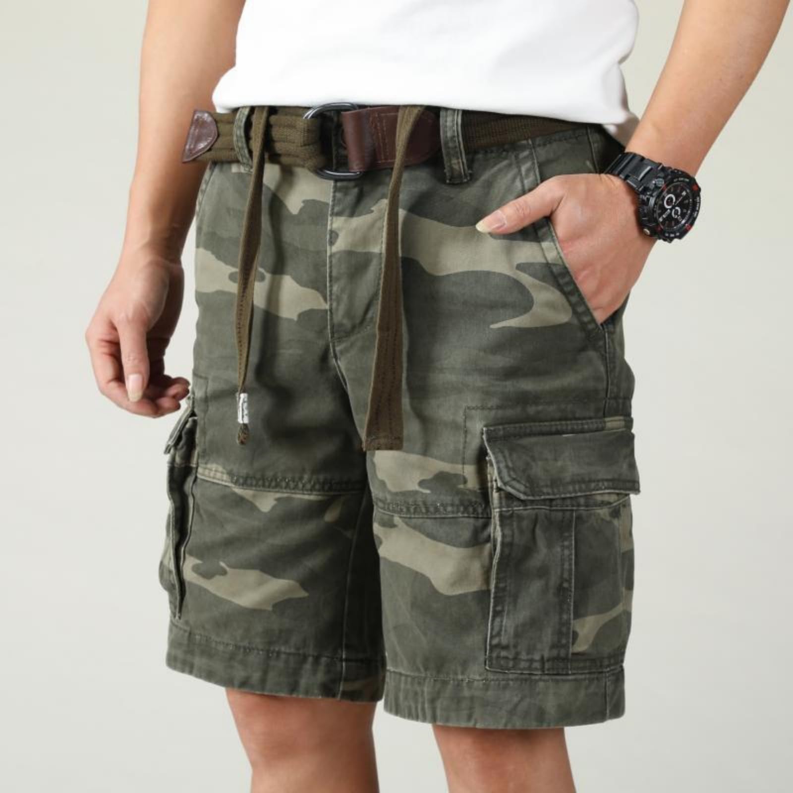 Morbuy Pantalones Cargo Hombre Cortos Verano, Pantalón Cargo Hombre con Multibolsillos Slim Fit Talla Grande Ligero Cómodo para Senderismo Trabajo Diario
