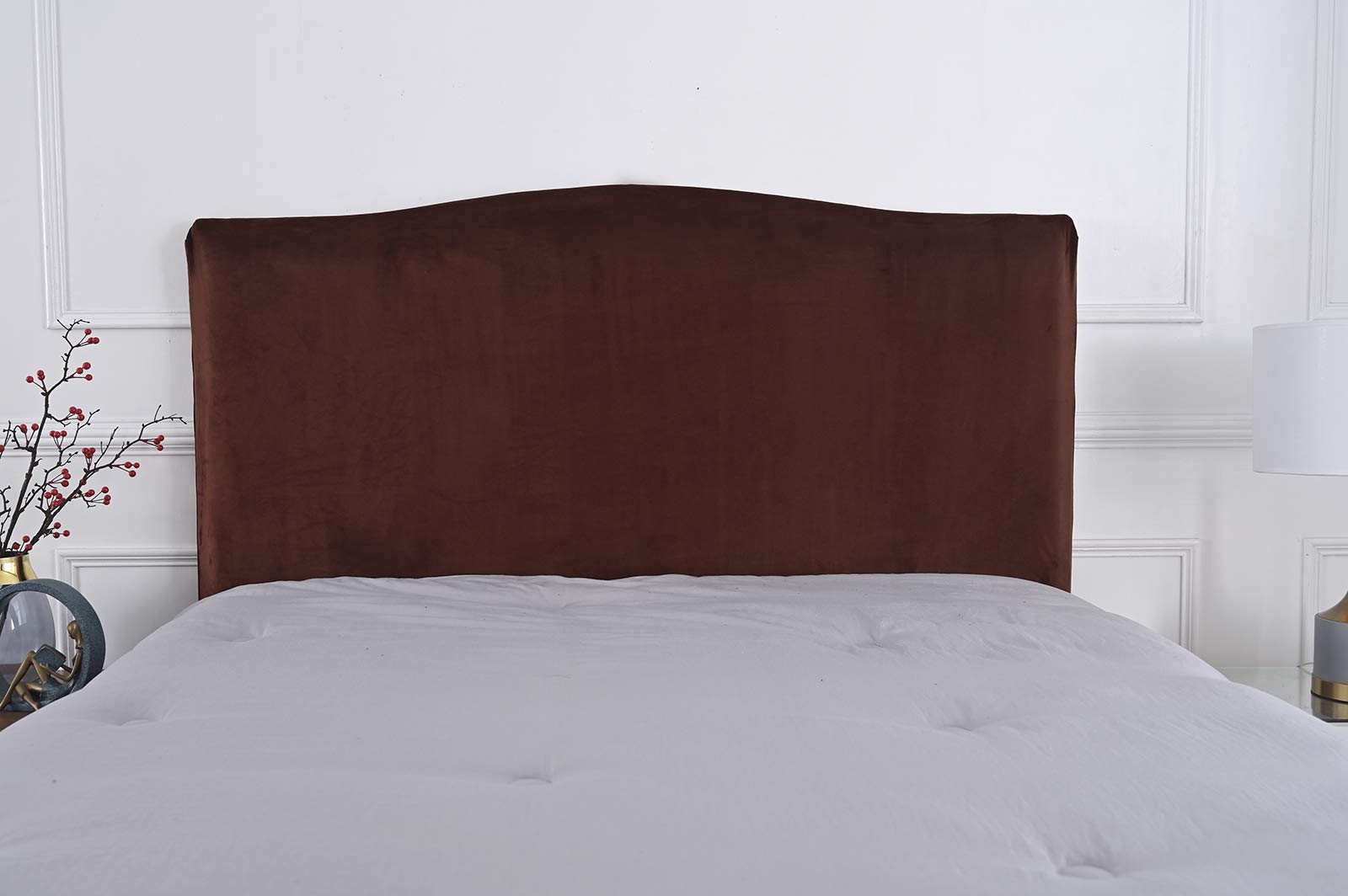 Meigeh Bed Headboard Cover Velvet Headboard Slipcovers Stretch Headboard Protector Headboard Cover for single double king size beds Dark brown - Image 3