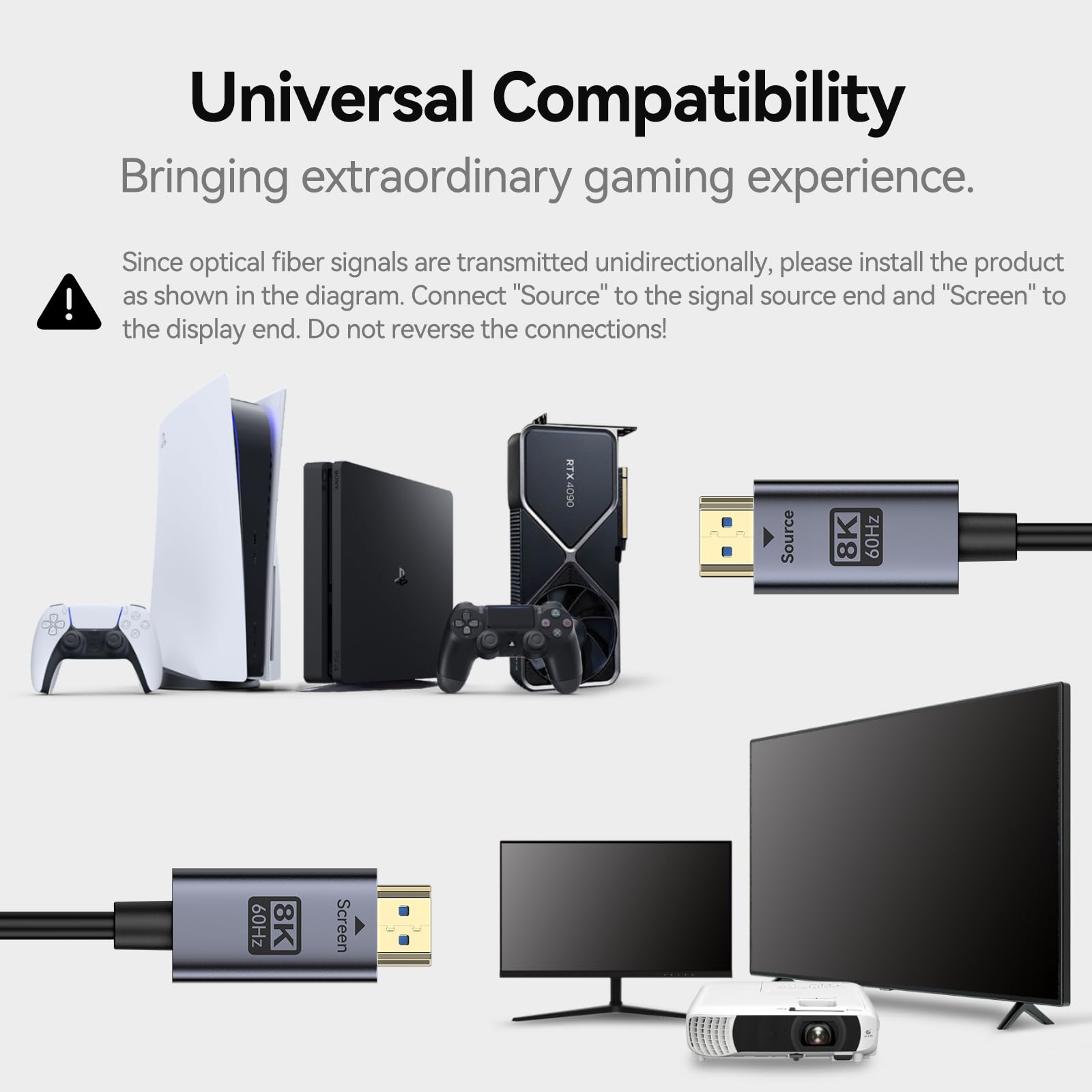 BENFEI cavo in fibra ottica 8K HDMI 2.1 da 30 metri - 8K@60Hz,48Gbps ad alta velocità,classificato CL3 per installazione a parete,con eARC/HDR dinamico/HDCP 2.3 - per PS5, Xbox, GPU PC, TV
