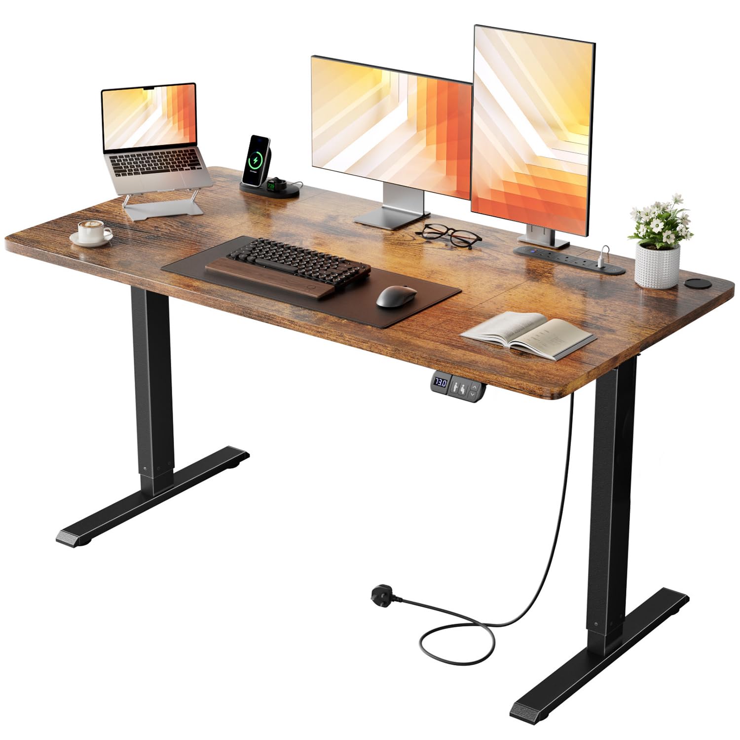Precision Synergie Electric Standing Desk, Power Outlets, 2 Memory Buttons