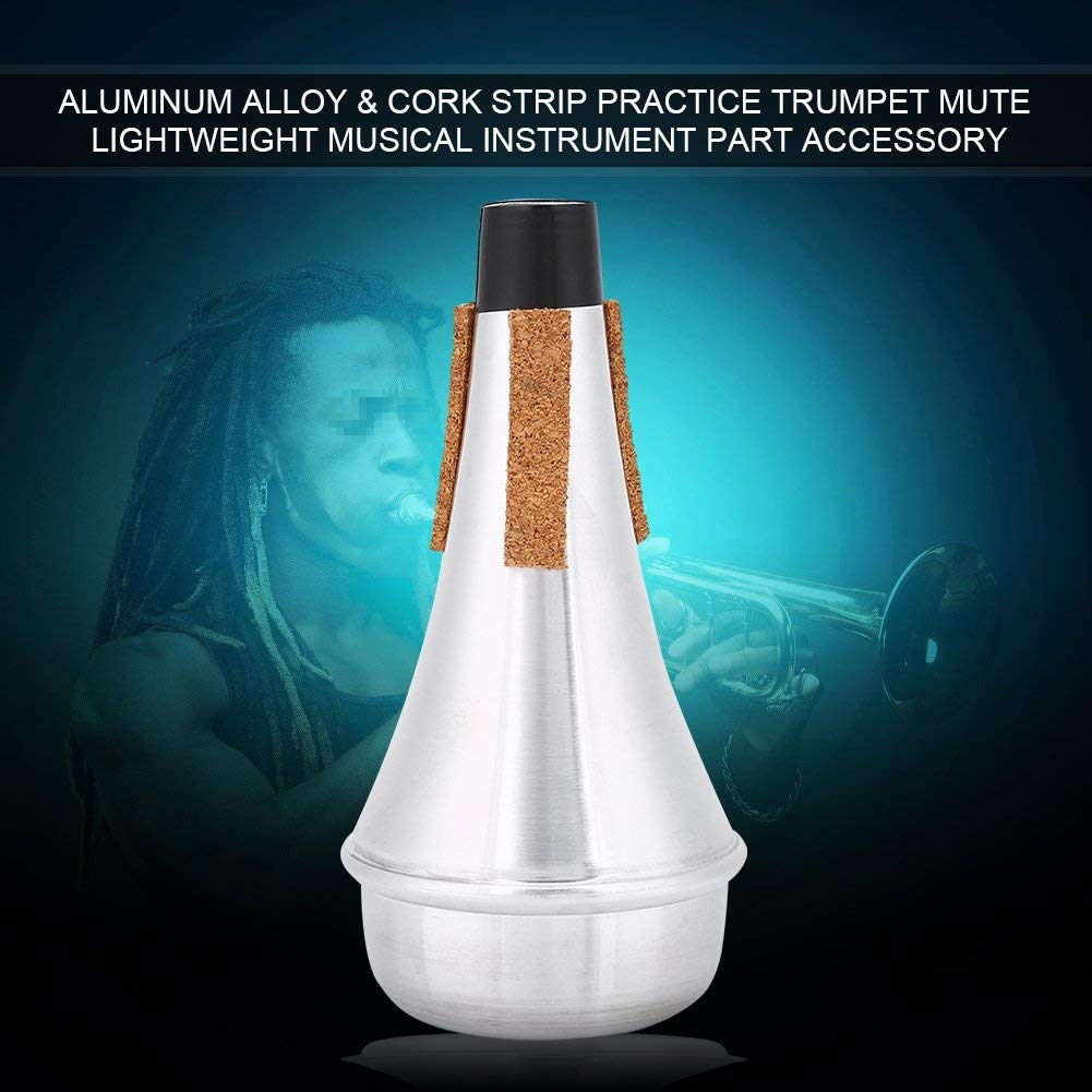 Alomejor Practice Trumpet Mute Silenciador de Trompeta Ligero para Instrumentos Musicales Mute Aleación de Aluminio Color Plata