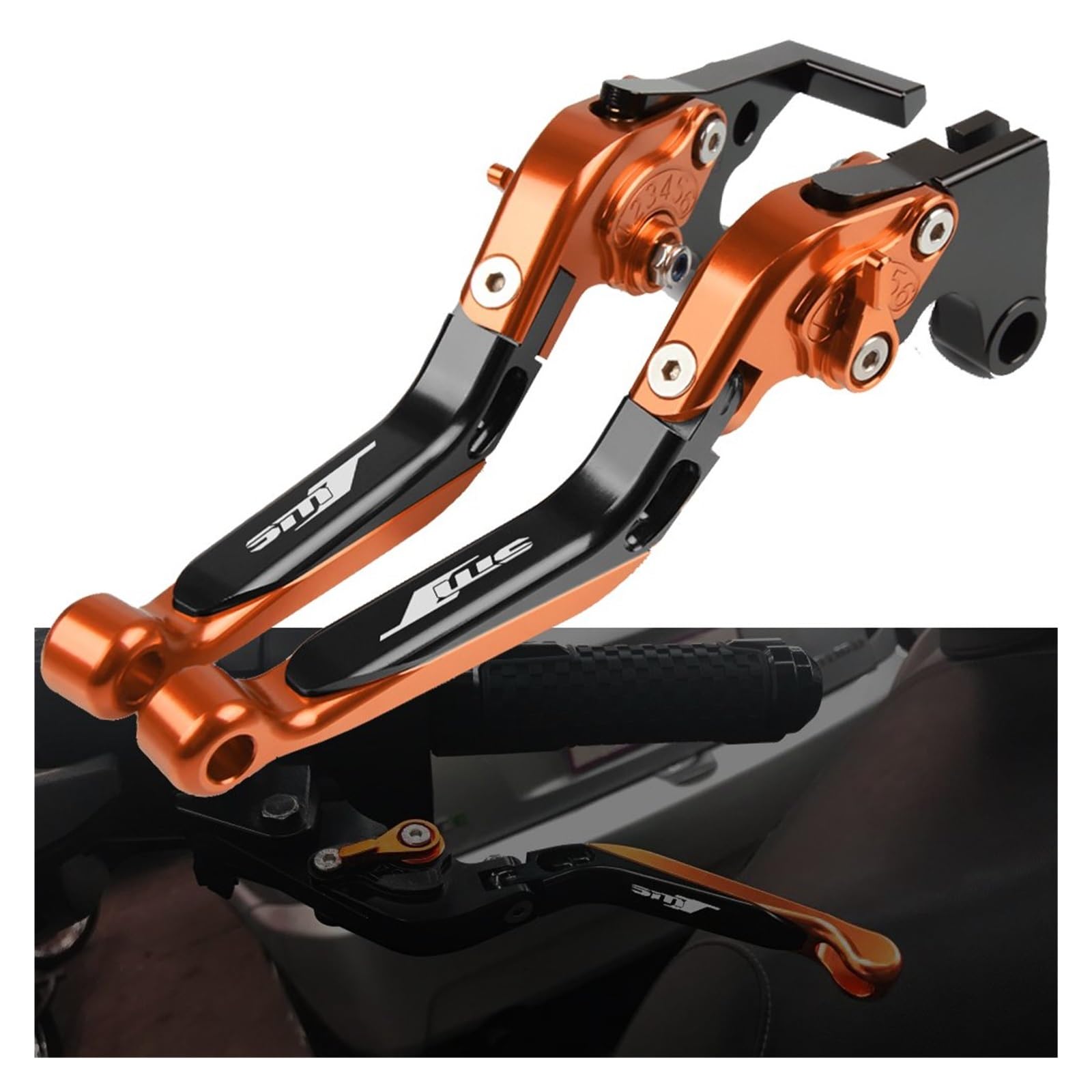 Leviers De Frein Et D'embrayage Pliables CNC Pour KTM 990 SMR/SMT 2009-2013 - Alliage Aluminium, 6 Positions Réglables - Noir - 9