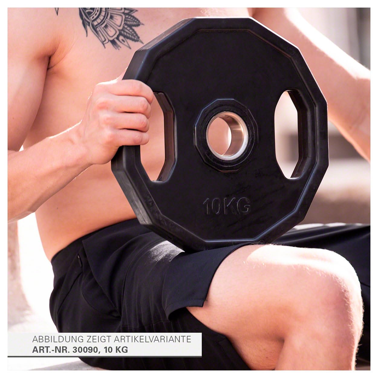 Sport-Tec Olympia Hantelscheibe mit Gummiüberzug und Griff, Krafttraining, Fitness, Bodybuilding, Kraftsport, Muskelaufbau, Powerlifting, 1,25 kg, 2,5 kg, 5 kg, 10 kg, 15kg, 20 kg, 25 kg/Stück