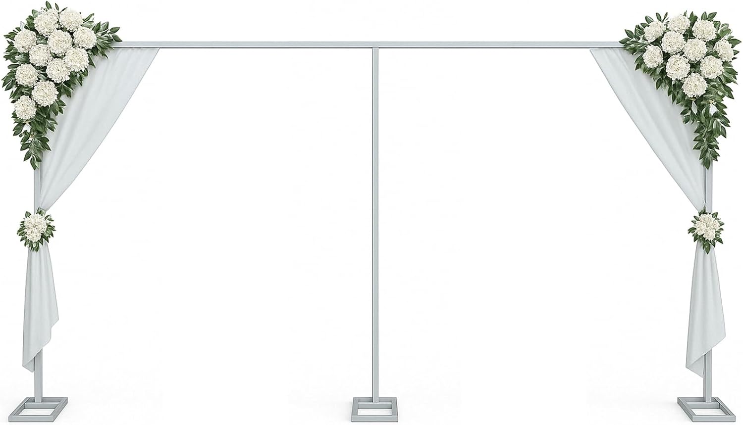 10x20ft Backdrop Stand Heavy Duty Pipe and Drape Backdrop Stand for Parties, Adjustable Pipe Kit Curtain Frame Stand for Photography Background Support,Wedding Arch Metal Frame (Silver)