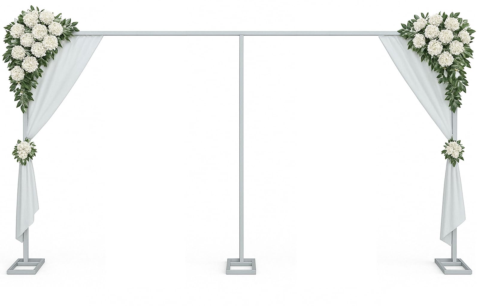 10x20ft Backdrop Stand Heavy Duty Pipe and Drape Backdrop Stand for Parties, Adjustable Pipe Kit Curtain Frame Stand for Photography Background Support,Wedding Arch Metal Frame (Silver)