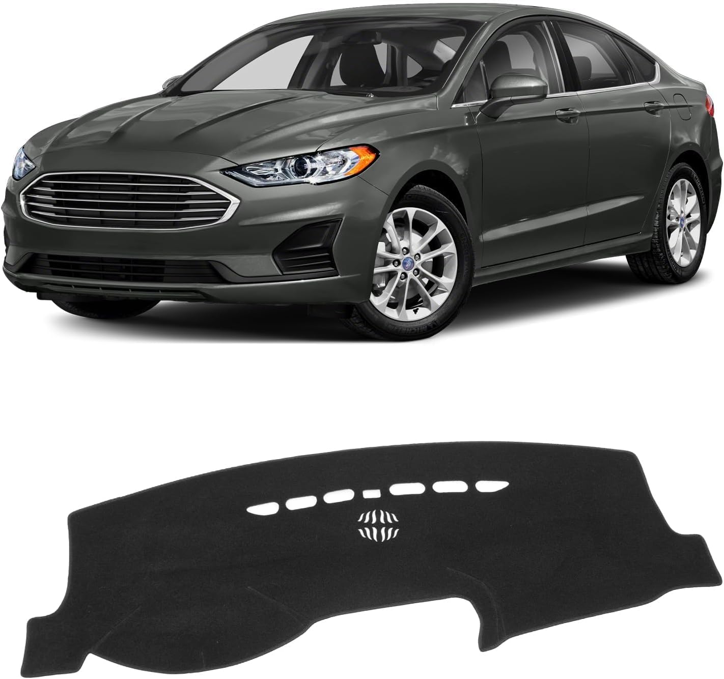 KUST Black Dash Cover for 2013-2020 Ford Fusion (S, SE, Titanium, Hybrid, Sport, Platinum, Energi) Non-Slip Dashboard Cover Interior for Ford Fusion Accessories Custom Fit Dash Mat