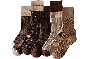 Women's Comfy Brown Crew Socks 5/6/10 Pairs Pack Multipack Cotton Casual Ankle Socks