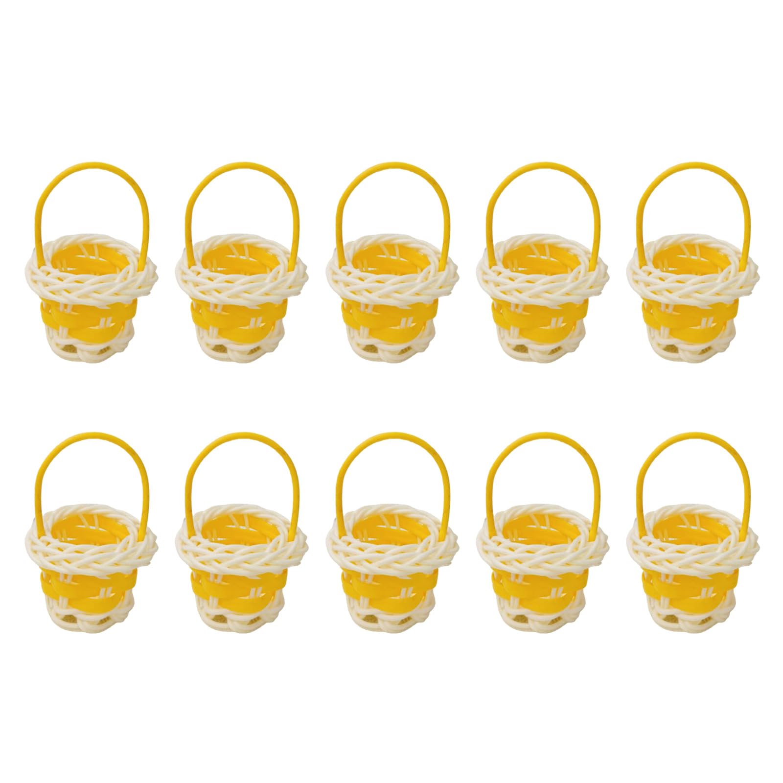 Msioytog Yellow 10Pcs Small Weaving Baskets Multipurpose Use In Kitchen Bedroom Or As Party Decorations Storage Basket Waterproof Organizers Basket