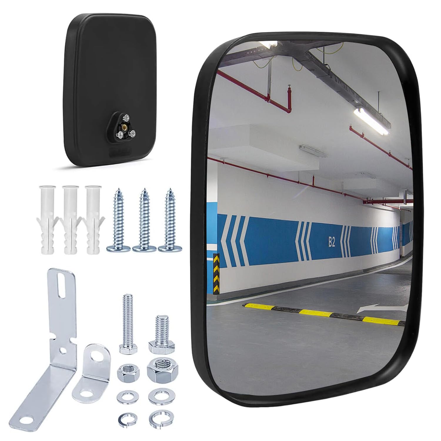 Verkehrsspiegel für Ausfahrten, 19 x 16 cm Weitwinkel verstellbarer Konvexspiegel, Traffic Mirror für Verkehrssicherheit, Innen Außen gewölbter Spiegel für Ausfahrten Garage Krankenhaus Parkplatz