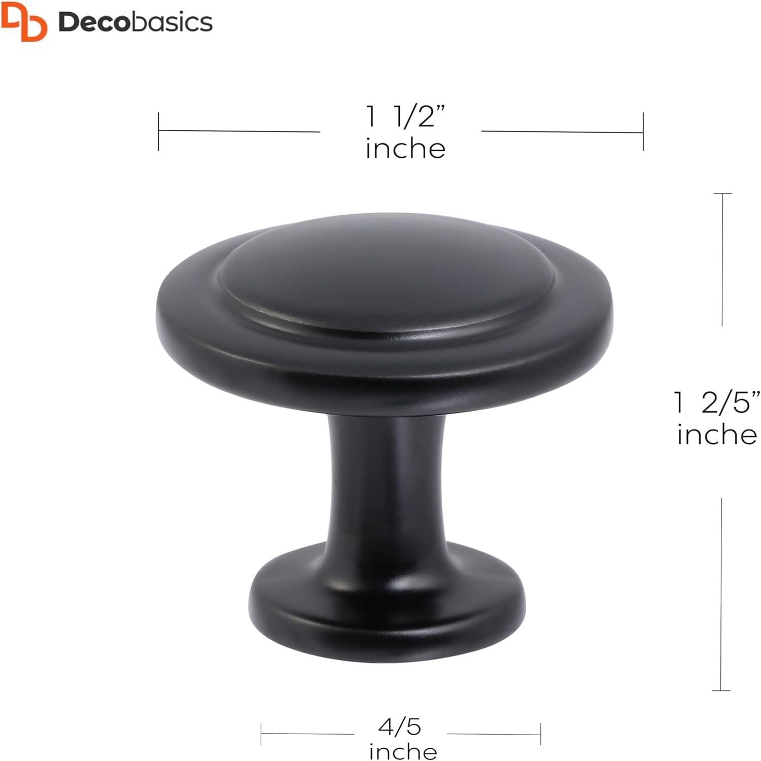 DecoBasics Cabinet Hardware Mushroom Knob (1-¼ Inch, Pack of 30), Kitchen Cabinet Knob, Zinc Cabinet Pull Knobs for Kitchen Cabinet, Dresser and Drawer (Flat Black)