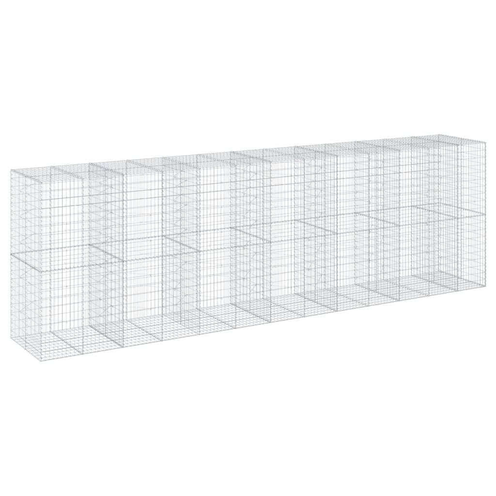 Gavión con tapa, 650 x 100 x 200 cm, cesta de piedra galvanizada | Cesta de alambre resistente para jardín y patio, ideal como protección visual, borde de bancal o pared decorativa de piedra.